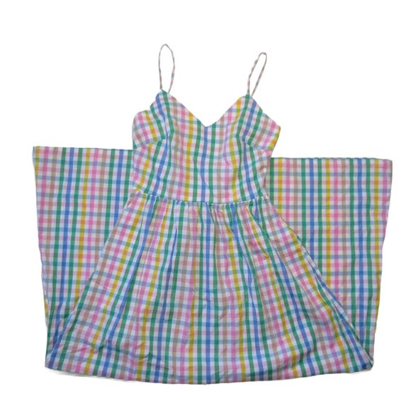 J.Crew Factory V-neck Maxi in Rainbow Gingham Cotton Dress 00 - Picture 1 of 6